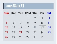 休日表示付リアルタイムカレンダー