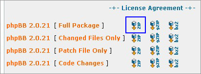 phpBBダウンロードパッケージを選択