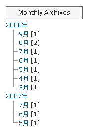 月別アーカイブの年別表示