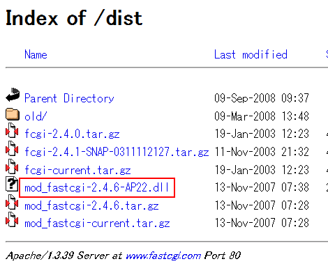 FastCGIの最新版一覧