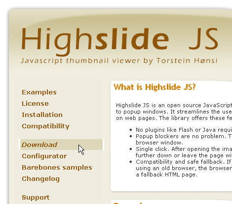 Highslide JS のサイト