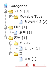 dTree カテゴリーリストにエントリー数を表示