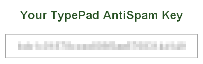 Your TypePad AntiSpam Key