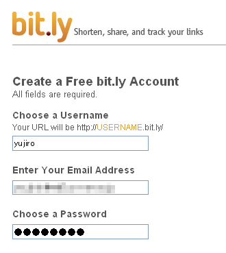 bit.lyサインアップ画面