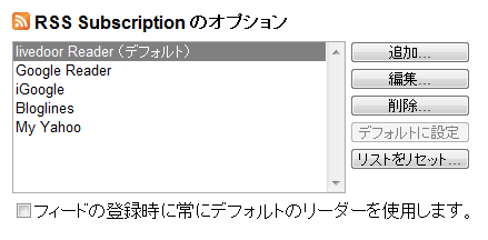 フィードリーダー追加