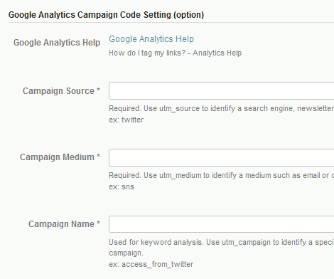 Google Analytics Campaign Code Setting