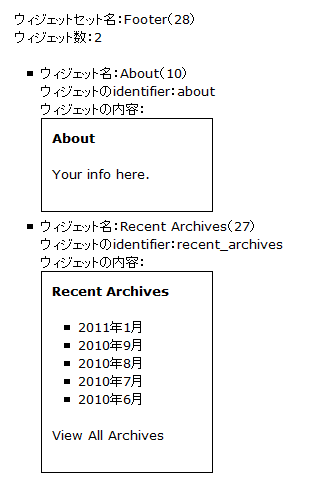 ウィジェットセットの設定