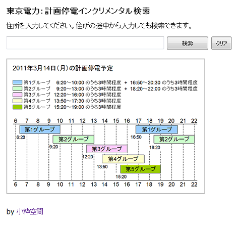 東京電力 計画停電インクリメンタル検索