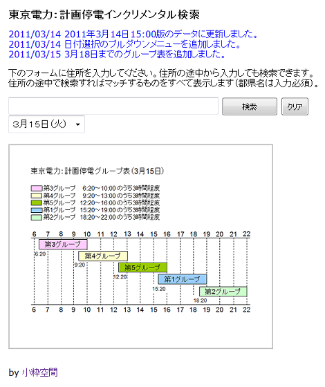 東京電力 計画停電インクリメンタル検索