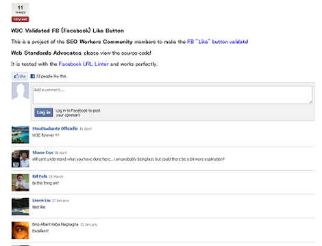 W3C Validated FB (Facebook) Like Button
