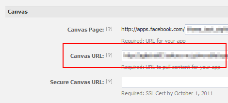 「Canvas URL」を設定した状態