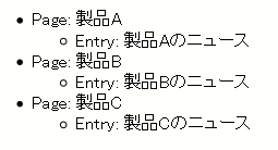 製品ウェブページに関するブログ記事を振り分けて表示