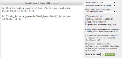Online JavaScript beautifier