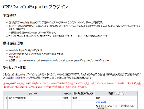 CSVDataImExporterプラグイン