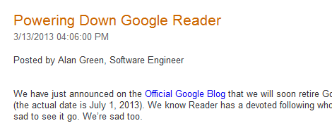 Powering Down Google Reader