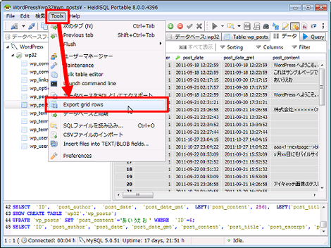 Export grid rows