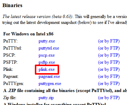 PuTTY Download Page
