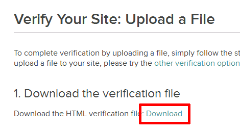 Verify You Site: Upload a File