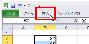 「挿入」タブ