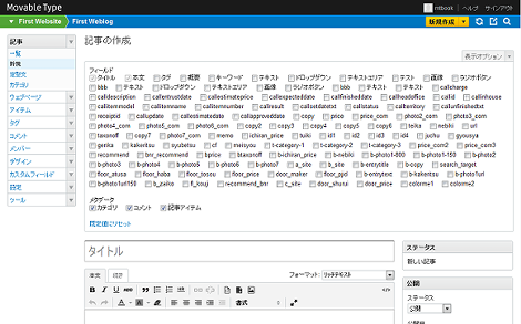 記事編集画面のオプションフィールド（プラグイン適用前）