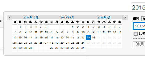 Google Analyticsのカレンダー