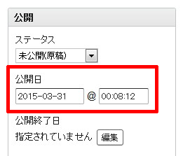 「公開日」フィールド