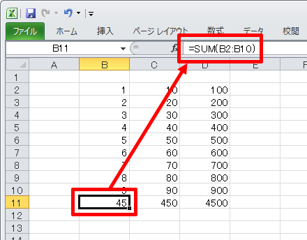 数式が設定されているセルを選択すれば、数式バーに数式が表示