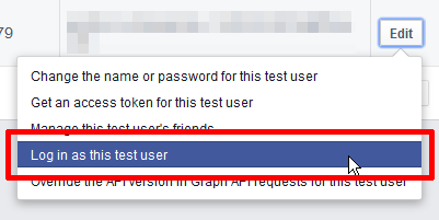 Log in as this test user