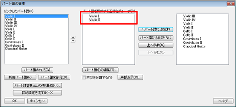 パート譜を構成する五線とグループ