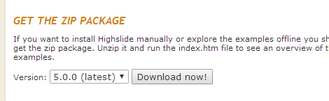 Highslide JS ダウンロードバージョン選択