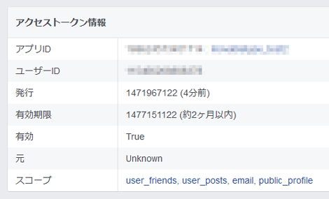 アクセストークン情報